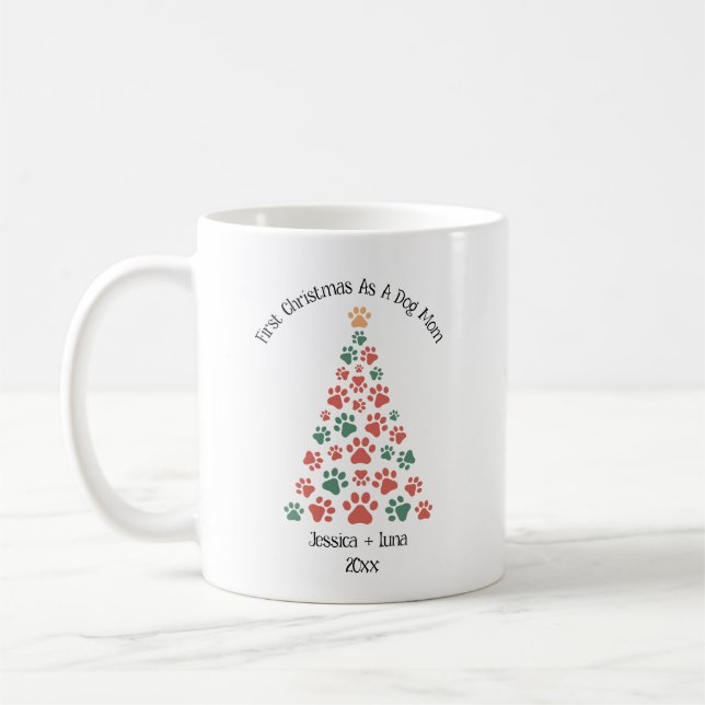 First Christmas as Dog Mum/Dad Mug – Custom gift (Left)