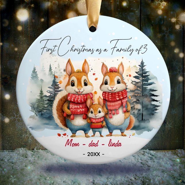 First Christmas as family of 3 rabbits  Ceramic Ornament (Creator Uploaded)