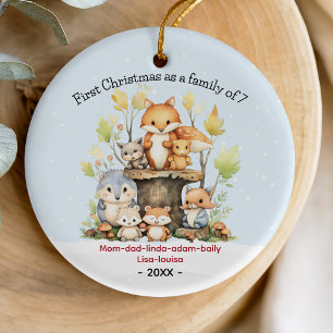 First Christmas as family of 7 cute fox Ceramic Ornament