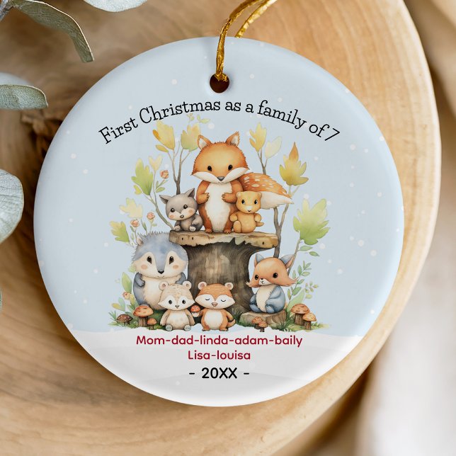 First Christmas as family of 7 cute fox Ceramic Ornament (Creator Uploaded)