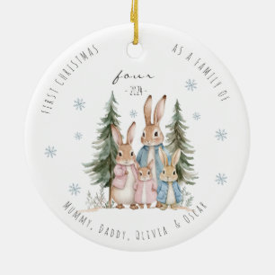 First Christmas As Family of Four Rabbit Ceramic Ornament
