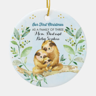 First Christmas as Family of Three Ceramic Ornament