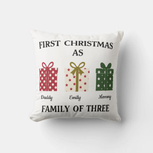First Christmas as Family of Three Gift Cushion
