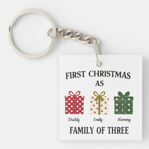 First Christmas as Family of Three Gift Key Ring