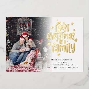First Christmas As Family Photo Luxury Real Foil Holiday Card