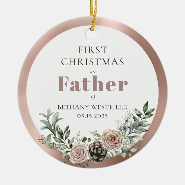 First Christmas as Father Photo Keepsake Ceramic Ornament (Front)