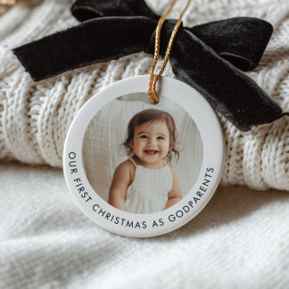 First Christmas as Godparents Photo Ceramic Ornament