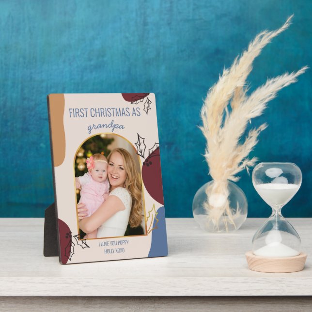 First Christmas as | Gold Arch Photo and Holly Plaque (Side)