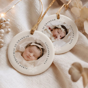 First Christmas as Grandad 2 Photo Personalised Ceramic Ornament