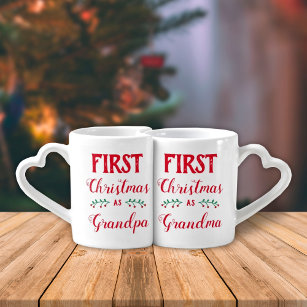 First Christmas as Grandma and Grandpa red white Coffee Mug Set