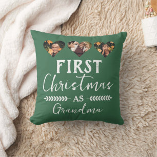 First Christmas as Grandma Christmas family Photo Cushion