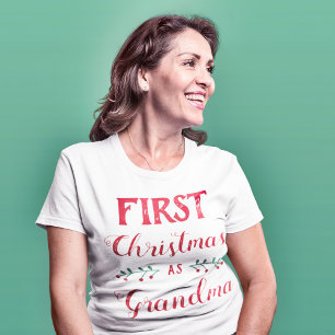 First Christmas as Grandma family matching red txt T-Shirt