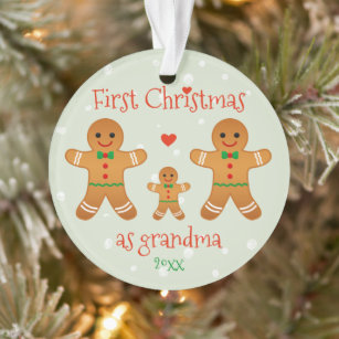 First Christmas as Grandma - Gingerbread Men Ornament