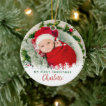 First Christmas as Grandma & Grandpa Custom Photo Ceramic Ornament<br><div class="desc">First Christmas as Grandma & Grandpa Custom Photo Ceramic Ornament</div>