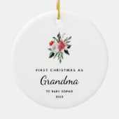 First Christmas as Grandma | Simple and Elegant Ceramic Ornament (Back)
