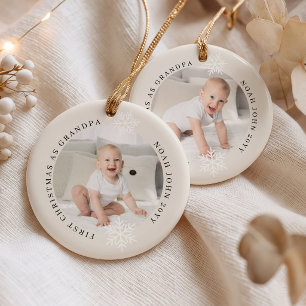 First Christmas as Grandpa 2 Photo Personalised Ceramic Ornament