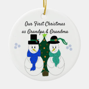 First Christmas as Grandpa and Grandma Ceramic Ornament