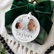 First Christmas As Grandpa Personalised Baby Photo