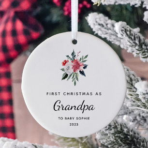 First Christmas as Grandpa Simple and Elegant Ceramic Ornament