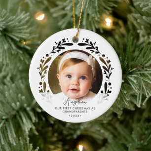 First Christmas As Grandparents Baby 2-Photo Ceramic Ornament
