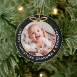First Christmas as Grandparents Black Gold Photo Ceramic Ornament<br><div class="desc">First Christmas as Grandparents Black Gold Photo Ceramic Ornament</div>