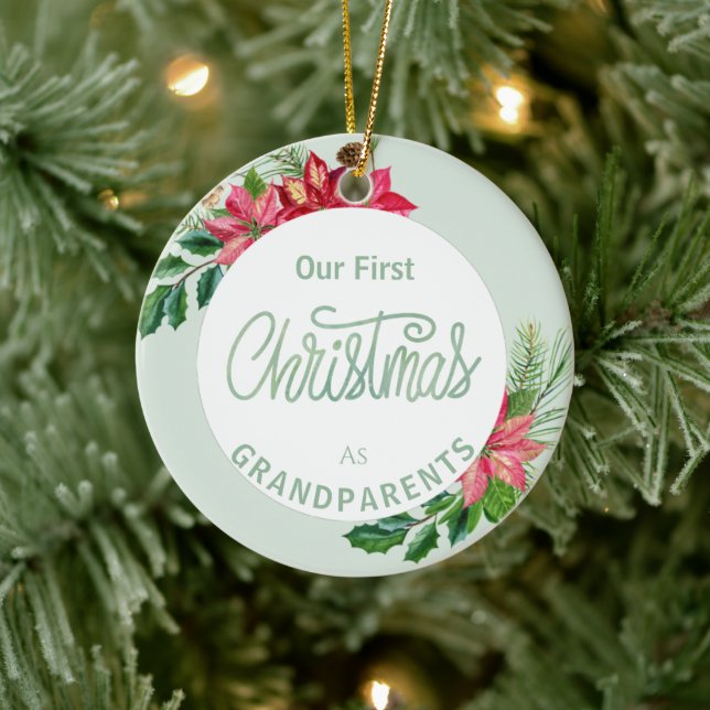 First Christmas as Grandparents Ceramic Ornament (Tree)