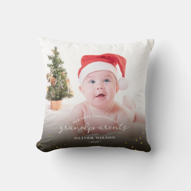 First Christmas as Grandparents Christmas family  Cushion (Front)