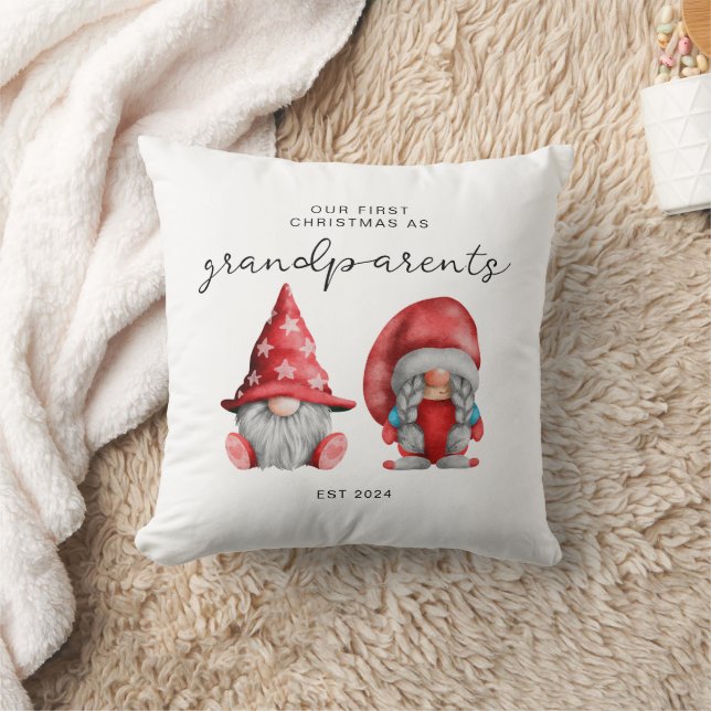 First Christmas as Grandparents Christmas family  Cushion (Blanket)