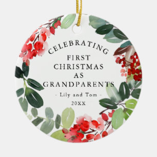 First Christmas as Grandparents Custom Photo Ceramic Ornament