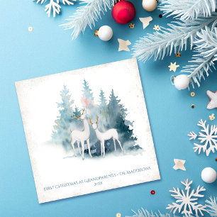 First Christmas as Grandparents Forest Deer Holiday Card