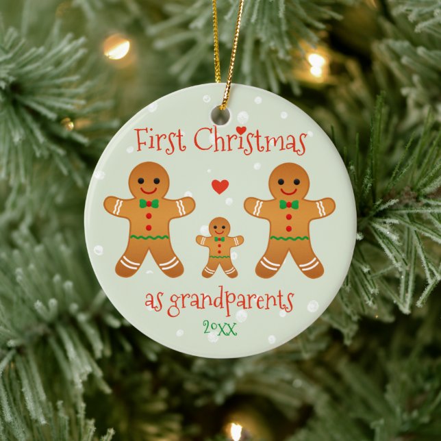 First Christmas as Grandparents - Gingerbread Men Ceramic Ornament (Tree)
