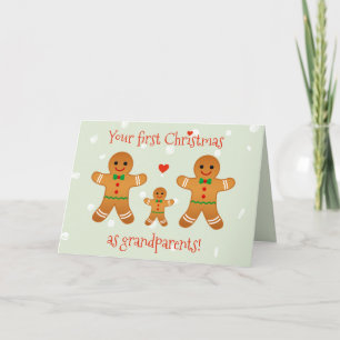 First Christmas as Grandparents - Gingerbread Men  Holiday Card
