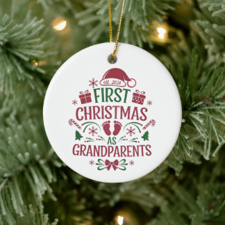 First Christmas as Grandparents, Grandma, Grandpa Ceramic Ornament