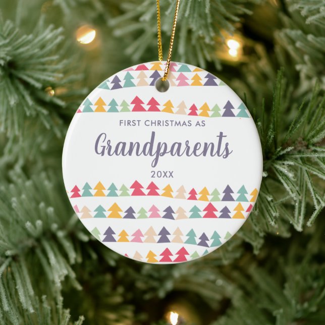 First Christmas As Grandparents Personalised Trees Ceramic Ornament (Tree)