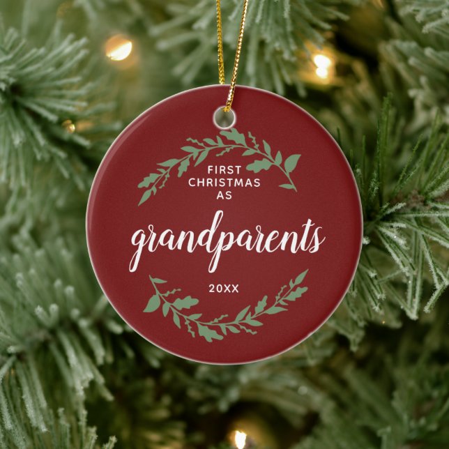 First Christmas As Grandparents Personalised Xmas Ceramic Ornament (Tree)