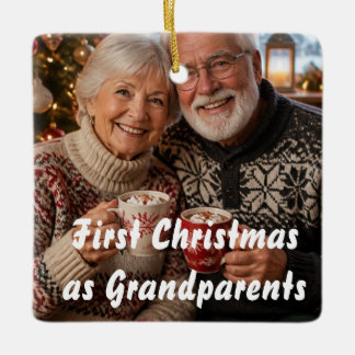First Christmas as Grandparents Photo Crimson Ceramic Ornament