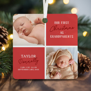 First Christmas as Grandparents Photo Red Metal Tree Decoration