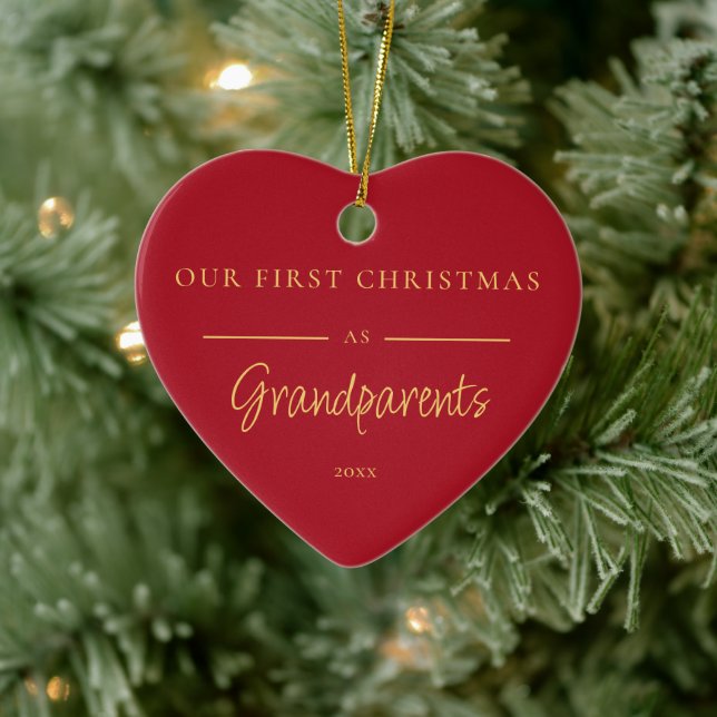 First Christmas as Grandparents Photo Red Ornament (Tree)