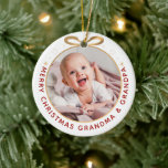 First Christmas as Grandparents Red Gold Photo Ceramic Ornament<br><div class="desc">First Christmas as Grandparents Red Gold Photo Ceramic Ornament</div>