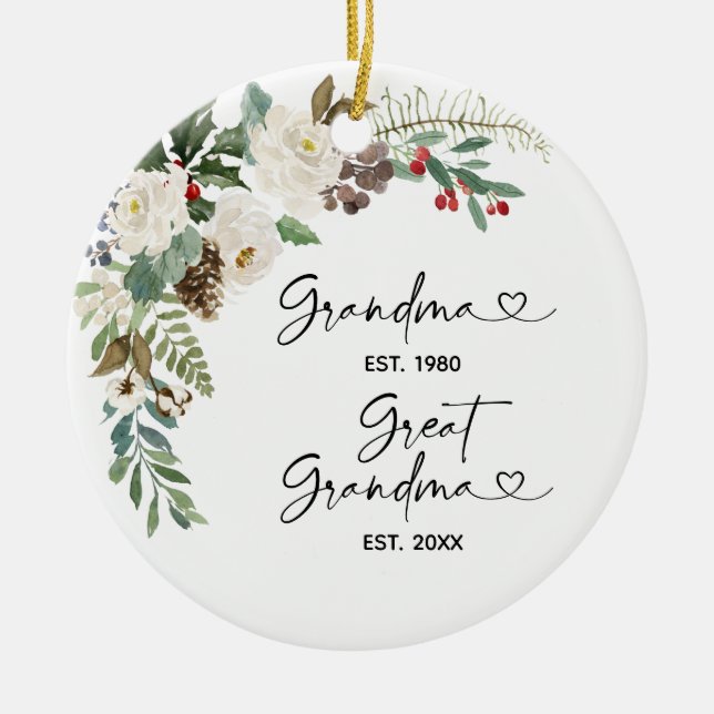 First Christmas as Great Grandmother Gift Ceramic Ceramic Ornament (Front)