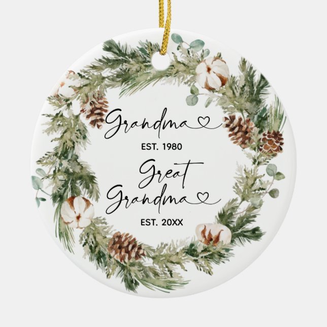 First Christmas as Great Grandmother Gift Ceramic Ornament (Front)