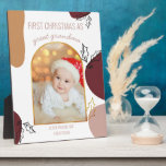 First Christmas as | Holly Shapes Gold Arch Photo Plaque<br><div class="desc">Christmas photo plaque keepsake for a special relative's first christmas in their new role. The sample wording reads "first christmas as great grandma .. i love you gee gee [name]" and you can edit this for your nana, mum, auntie or whoever you wish. The design features sketched holly leaves, organic...</div>