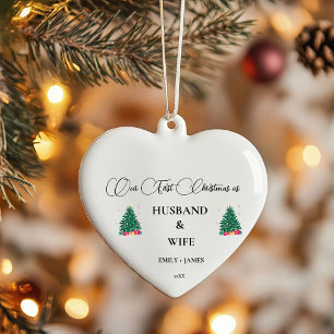 First christmas as husband and wife ceramic ornament