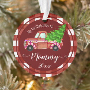 First Christmas as Mommy Red Truck Photo Ornament