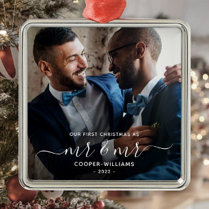 First Christmas as Mr and Mr LGBTQ Keepsake Metal Ornament