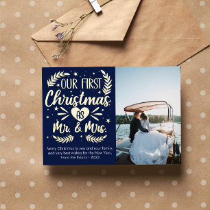 First Christmas as MR and MRS Foil Holiday Card