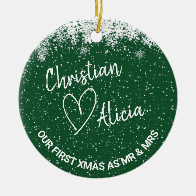 First Christmas as Mr and Mrs green Ornament (Front)