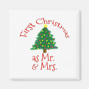 First Christmas As Mr And Mrs - Matching Newlyweds Magnet