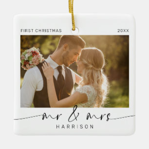 First Christmas as Mr and Mrs Newlyweds Keepsake  Ceramic Ornament