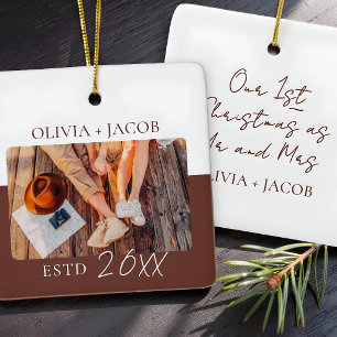 First Christmas as Mr and Mrs Photo Colour Block Ceramic Ornament
